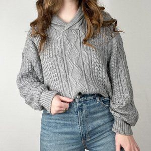 Vintage Cable Knit Oversized Sweater Fisherman Grandpa Chunky Cozy Preppy Nordic